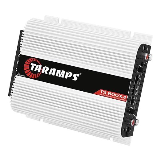 TS 800x4 1 Ohm Multichannel Stereo Amplifier 800 Watts Rms, 4 Channels, Full Range, Car Audio Amp Digital 2 Bridged Channel, Crossover High/Low Pass, with RCA and Automatic High Level Input