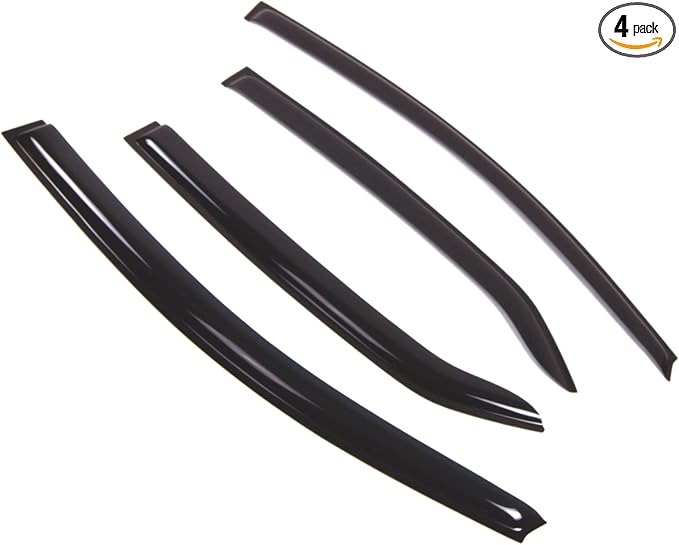Outside Mount Window Vent Visors Rain Guards Compatible with Toyota Yaris Sedan 2007-2012 | Side Window Wind Deflectors Rain Shields | Smoke Tinted, 4 Pcs Set, DGWV-466RM