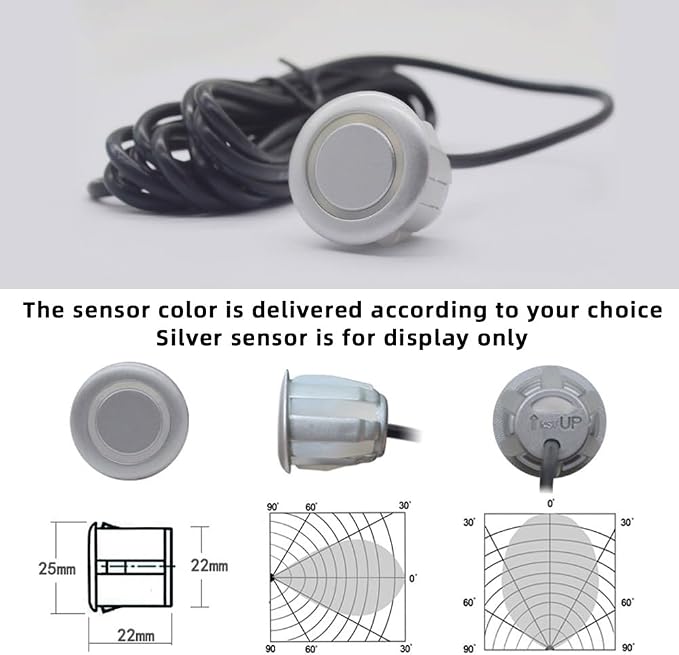 Parktronic 8 Parking Sensors Kit Reverse Backup Radar System Rear and Front View with Sound Warning Ultrasonic Distance Detection for Car Vihicle