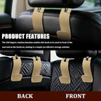 2PCS Car Seat Headrest Hooks, Purse Hook for Car, Automotive Headrest Handbags Holder, Auto Accessories Leather Seatback Organizer Hanger for Hanging Purses Bags Coats (Beige, 2PCS)