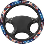 American Flag Neoprene Steering Wheel Cover Anti-Slip Elastic Eagle Pattern Steering Wheel Protector 15in Universal Car Accessories Fit Cars, SUVs, Auto