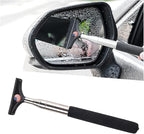 Car Rearview Mirror Wiper, American Flag Telescopic Auto Mirror Squeegee Cleaner, Glass Mist Cleaning Tool with Retractable 98cm Handle, Portable Car Windows Water Removal (Black/Red Flag)
