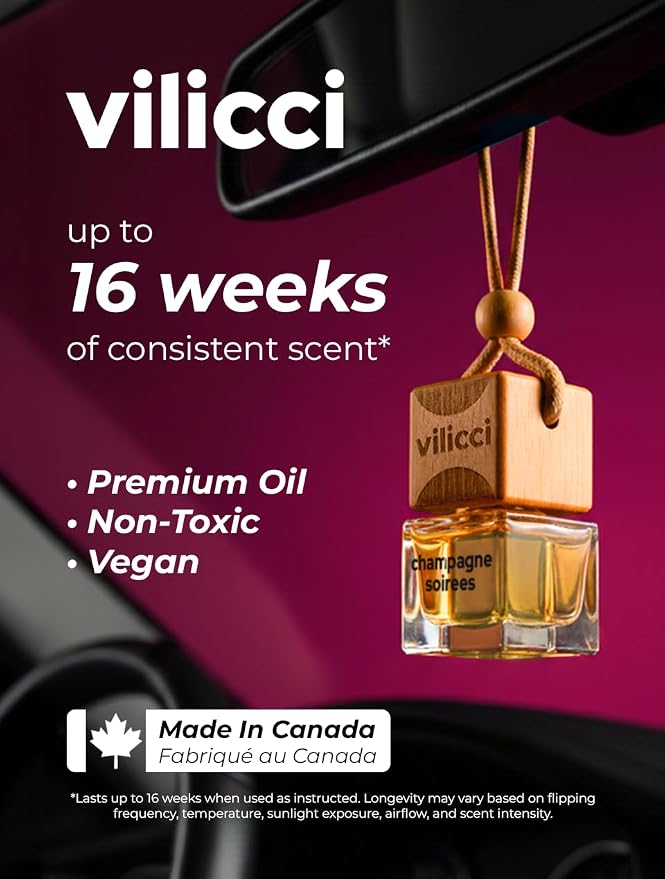 Car Air Freshener Champagne & Soirees – Stronger Formula | Luxurious Auto Perfume | Premium Hanging Air Freshener | Long Lasting Up to 120 Days | 1 Bottle of Car Scent