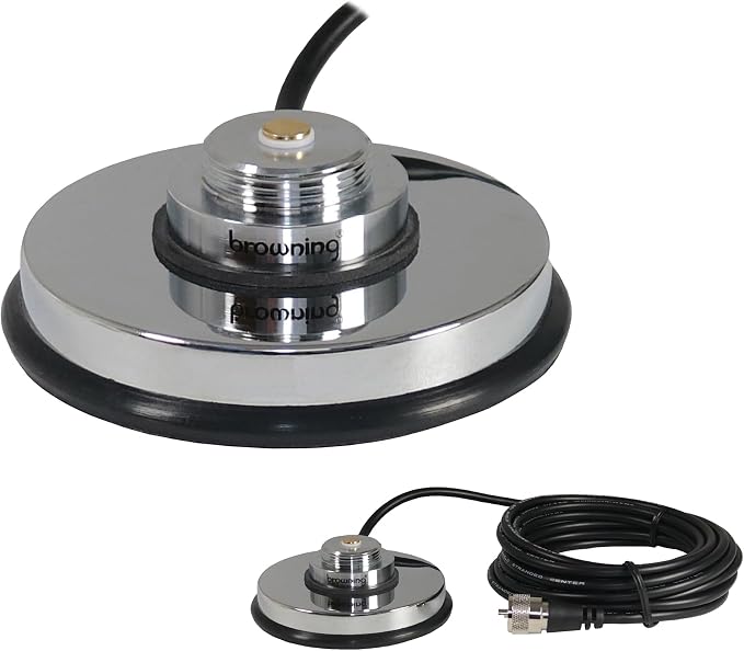 Tram-Browning BR-1030-UHF 3-5/8-In. NMO Magnet Mount with Rubber Boot and Preinstalled UHF PL-259 Connector, Chrome