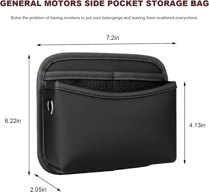 Car Seat Side Pocket Organizer, Multifunctional Leather Console Side Storage Pouch with Card Holder, Waterproof Phone & Sunglasses Pocket Bag for Car Door Seat Console (Black)