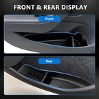 4 PCS Door Side Storage Box Compatible with 2025 2026 TES-la Model Y Juniper, [Durable & Sturdy] TPE Door Side Pocket Organizer Tray, Front & Rear Side Organizer Tray Protector Liner Black