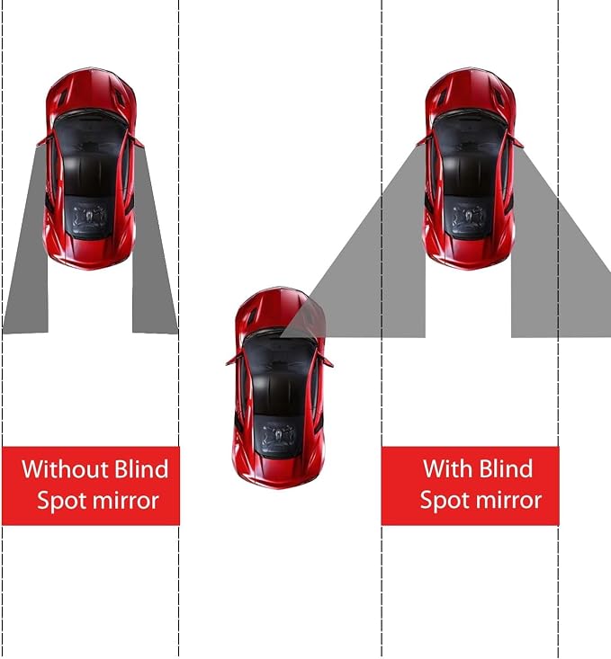 Blind Spot Car Mirror, Oval HD Glass Frameless Convex Side Mirror Blindspot, Reusable 360° Wide Angle Rear View Car Mirrors with Powerful Adjustable Suction Cup - Exterior Mirrors