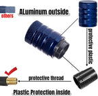 4-Piece Anodized Aluminum-Plastic Composite Tire Valve Stem Caps with Integrated Plastic Sleeve,Corrosion-Resistant and Universal Fit,Suitable for Cars, Trucks, and Motorcycles (Blue)
