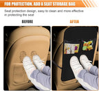 2PCS Car Backseat Organizer - Vehicle Seat Back Protector Kick Mats for Kids - Waterproof Car Back Seat Cover with 2 Storage Pockets - Road Trip Essentials Travel Accessories for Car SUV Truck