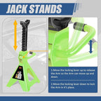 2 Ton Floor Jack with Jack Stands, Heavy Duty Steel Hydraulic Racing Floor Jack with Single Piston Quick Lift Pump, Hydraulic Trolley Service Car Jack, Green