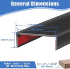 Rubber Edge Trim, 1-3/4 inches Self-Adhesive U Channel Edge Protector for Woods, Flexible U Shaped Peel and Stick Edge Banding, Edge Guard, Fit 1.75"(44mm), 10Ft, Black