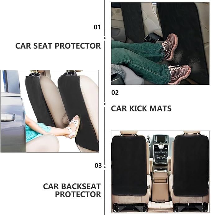 ERINGOGO 2pcs Car Kick Mats Back Seat Protector for Black Auto Seat Back Anti-kick Pad for Safety in Cars