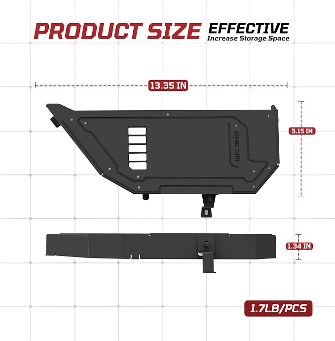 Metal Rear Door Pocket Storage Box Compatible with Jeep Wrangler JL JLU 4XE(2018-2026) & Gladiator JT(2020-2026), Door Side Insert Organizer Box Replaces The Weak Saggy Net -2PCS