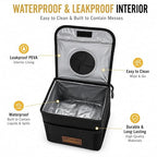 Car Trash Can Premium 3-Gallon Waterproof with Lid, Foldable Leakproof Auto Garbage Bin Organizer with Adjustable Strap, Reflective Interior & Mesh Storage Pockets (Black)