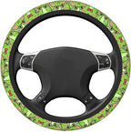 Cute Green Frog Steering Wheel Cover for Women,Universal Auto Steering Wheel 14-15 Inch Car Interior Accessories with 2PCS Car Coasters,Suitable for Men and Women