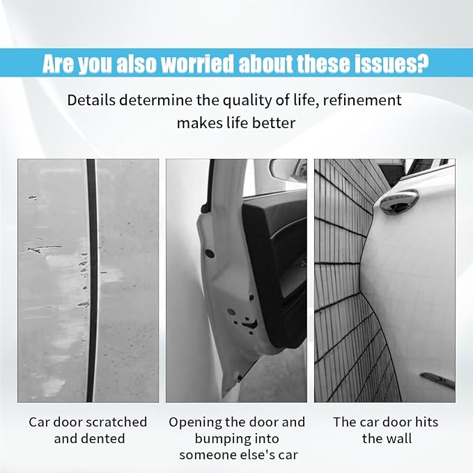 4PCS Car Door Edge Guards, Auto Side Door Protector Car Door Self Adhesive Anti-Collision Trim Strip, Universal Car Body Anti-Scratch Bumper Guard for Car SUV Truck (Black)