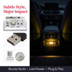 2PCS USB LED Car Interior Atmosphere Lamp, Portable Mini, Yellow | 5V USB-A plug-in, soft accent glow, no wiring, decor night light, car accessories for cars, SUVs, trucks