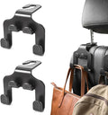 Car Seat Headrest Hook, Double Fur Leather Seat Back Hanger, Universal Headrest Organizer for Purses Bags Coats Umbrellas Grocery (2pcs)