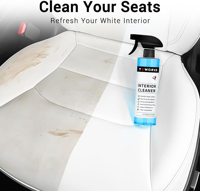 Tesla Seat Cleaner & Stain Remover, Tesla Interior Cleaner for White & Black Vegan Leather | Tesla Model Y Juniper Accessories 2026 & Tesla Model 3 Accessories, S/X/Cybertruck