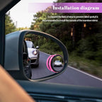 2PCS Blind Spot Mirrors, Convex Car Mirror, 2" Round HD Glass Convex Rear View Mirrors with Frame, 360 Degree Wide Angle Side Rear View Accessories Universal for Most Sedans SUVs Trucks (Pink)