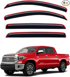 in-Channel Rain Guards for 2007-2021 Toyota Tundra Crewmax, Window Visor Shields Vent Deflector Shade Wind Dark Smoke 2008 2009 2010 2011 2012 2013 2014 2015 2016 2017, Tape-On Outside-Mount, 4PCS