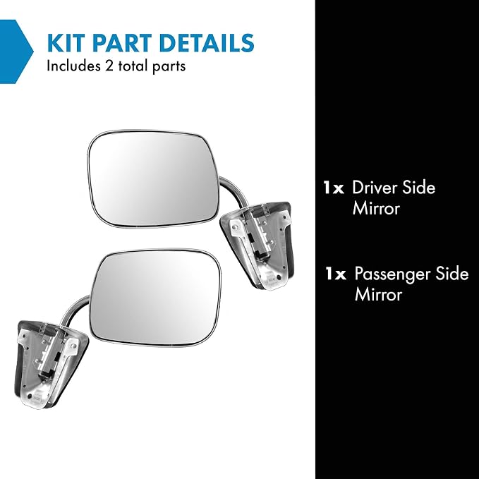 Driver and Passenger Side Mirror Assembly Set Manual Compatible with 87–91 Chevrolet Blazer 75–86 Chevrolet C10 C20 C30 K10 K20 73–91 GMC Jimmy
