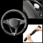 Breathable Steering Wheel Cover Microfiber Leather with Center Mark Design Universal Medium Size 14 1/2-15 Inch Gray and Black