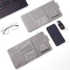 Car Sun Visor Organizer, Auto Interior Accessories Pocket Organizers, Registration and Document Holder, Personal Belonging Storage Pouch Organizer, Items for Car Vehicle (Grey)