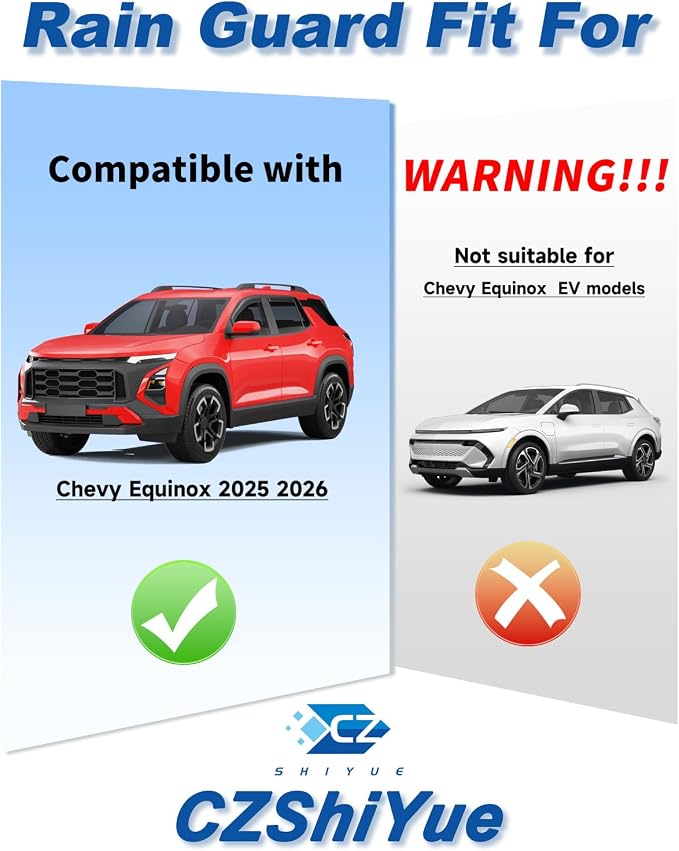 in-Channel Rain Guards Fit for Chevy Equinox 2025 2026(NOT for EV) Extra Durable Window Rain Guard Window Deflectors Low Profile Window Vent Visors Shades Car Accessories-4PCS