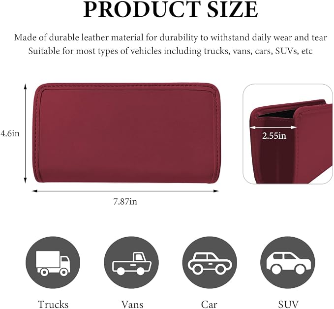 Car Trash Can, Foldable Leather Hanging Trash Bag, Multi-Function Mini Storage Box Garbage Can for Car, Wine Red