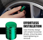 Tire Valve Stem Caps - (5 Pack) Metal Air Caps with Plastic Liner, Corrosion Resistant, Leak-Proof, Universal Stem Covers for Cars Trucks Motorcycles and Bikes - Green