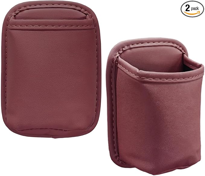 2PCS Large Cup Holder for Car Door - Clip On Vehicle Hanging Water Bottle Drink Holder Car Back Seat Pocket - Scratch-Resistant PU Leather Beverage Storage Organizer for Cars Trucks (Red)
