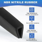 1/5" 13FT Rubber Edge Trim, Flexible U Channel Edge Guard Protector for Keen Edge Sheet Metal Car Doors Hatches Table Corners, Black