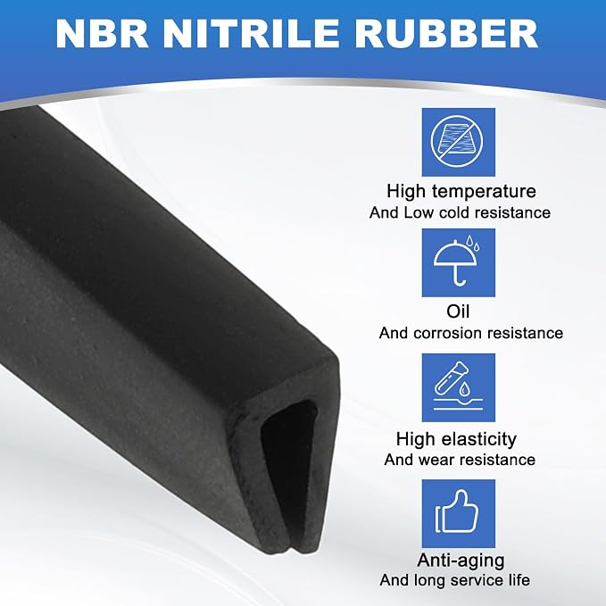 1/5" 13FT Rubber Edge Trim, Flexible U Channel Edge Guard Protector for Keen Edge Sheet Metal Car Doors Hatches Table Corners, Black