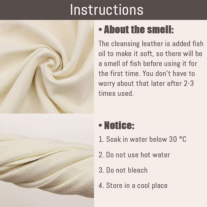 Chamois Cloth for Car - 35'' x 23.6'' (5.7 sq ft) - Extra Large Drying Natural Shammy Towel Real Leather Washing Cloth Cleaning Car Wipes