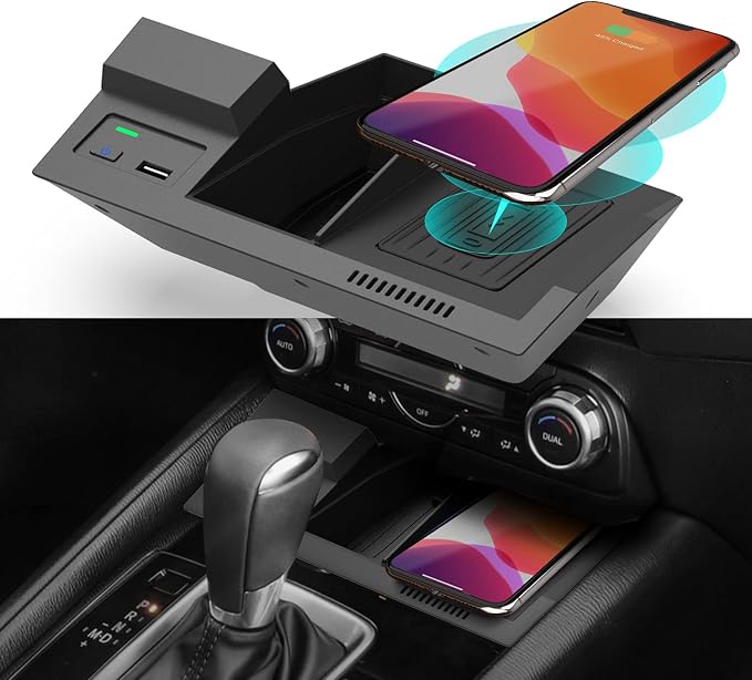 Wireless Car Charger for Mazda CX5 2017-2024 2025 2023 Accessories, Wireless Phone Charging Pad for CX-5 2018 2019 2020 2021 2022