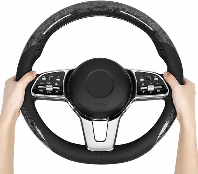16 inch Steering Wheel Cover for Ford F150 F250 Ram 4Runner Tacoma | Wood Grain Design with Microfiber Leather, Anti-Slip, Comfortable Grip, Easy to install