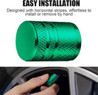 Tire Valve Stem Caps - (4 Pack) Premium Metal Air Caps with Plastic Liner, Durable, Corrosion Resistant and Leak-Proof, Universal Fit for Cars, Trucks, Motorcycles, and Bikes - Green