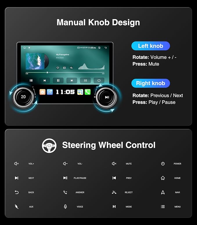 Car Stereo for Chevy Silverado GMC Sierra 2014-2018, Wireless CarPlay & Android Auto, 11.5 Inch QLED Touch Screen Radio Upgrade, GPS Navigation Head Unit, Bluetooth, Backup Camera