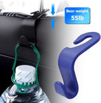 4PCS Car Back Seat Headrest Hooks, Rear Car Seat Storage Headrest Hanger Holder Hooks Organizer, Universal Auto Interior Accessories for Bag Purse Handbag Cloth Coats Grocery (Blue)