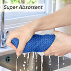 Waffle Weave Microfiber Towel, 10 Pack Lint Free Cleaning Rags, 12 x 12 Inches Barista Towels, Reusable Microfiber Cleaning Cloth for Household, Kitchen, Glass and Window, Blue