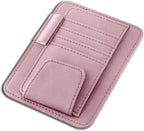 Car Sun Visor Organizer, Multifunctional Auto Visor Document Holder with Sunglasses Clip, Universal Car Interior Accessories Organizer for Drving License, Card, Pen (Pink)