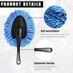 Car Dash Duster Brush, Super Soft Microfiber Multi-Functional Car Cleaning Brush, Scratch Free Dash Dusting Tool with a Anti-Skid Handle for Vehicle Home Kitchen Cleaning (Blue)