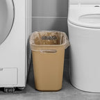 Plastic Small Trash Can Wastebasket, Garbage Container Basket for Bathrooms, Laundry Room, Kitchens, Offices, Kids Rooms, Dorms, 3.5 Gallon, Khaki | Compact Sturdy Garbage Can for Bathroom, Laundry Room, Kitchen, Office, Kids Room, Dorm, Durable...