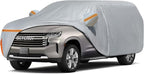 Car Cover for 2007-2026 Chevrolet Tahoe/Cadillac Escalade/GMC Yukon, Waterproof Custom-fit All Weather Sun Rain UV Dust Snow Protection Outdoor Car Cover with Door Zipper and Cotton Lining-Grey