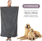 Dog Towel Super Absorbent Pet Bath Towel Microfiber Dog Drying Towel for Small, Medium, Large Dogs and Cats 30inch x 50inch Dark-Gray