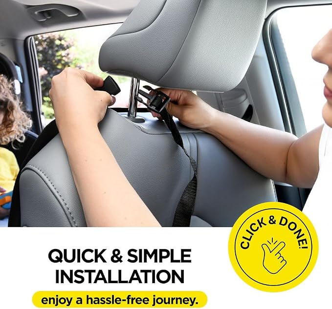 Back Seat Cover for Kids + 6 Pocket Storage Organizer, 2 Pack X-Large Kick Mats Backseat Protector with iPad Tablet Holder, Car Seat Back Protectors for Vehicles to Protect from Dirt & Mud
