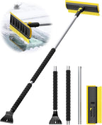 2025 Extra Long 55.7" Ice Scrapers for Car Windshield Multi-Functional Detachable Car Ice Scraper with Foam Grip and 270° Pivoting Brush Head Snow Brush for SUV Truck Auto(Yellow)
