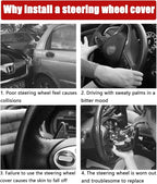 15 Inch Car Leather Steering Wheel Cover, Automotive Accessories Elastic Breathable Anti-Slip Soft Wheel Protector Fits Men and Women, Suitable for SUVs, Trucks, Vehicles and RVs (Gray)