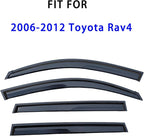 Tape On Window Visors Rain Guards Compatible with 2006-2012 Toyota Rav4,Side Vent Window Deflector Exterior Rain Guard Shade,Weatherproof,UV Resistant,Easy Installation, Enhanced Airflow & Style
